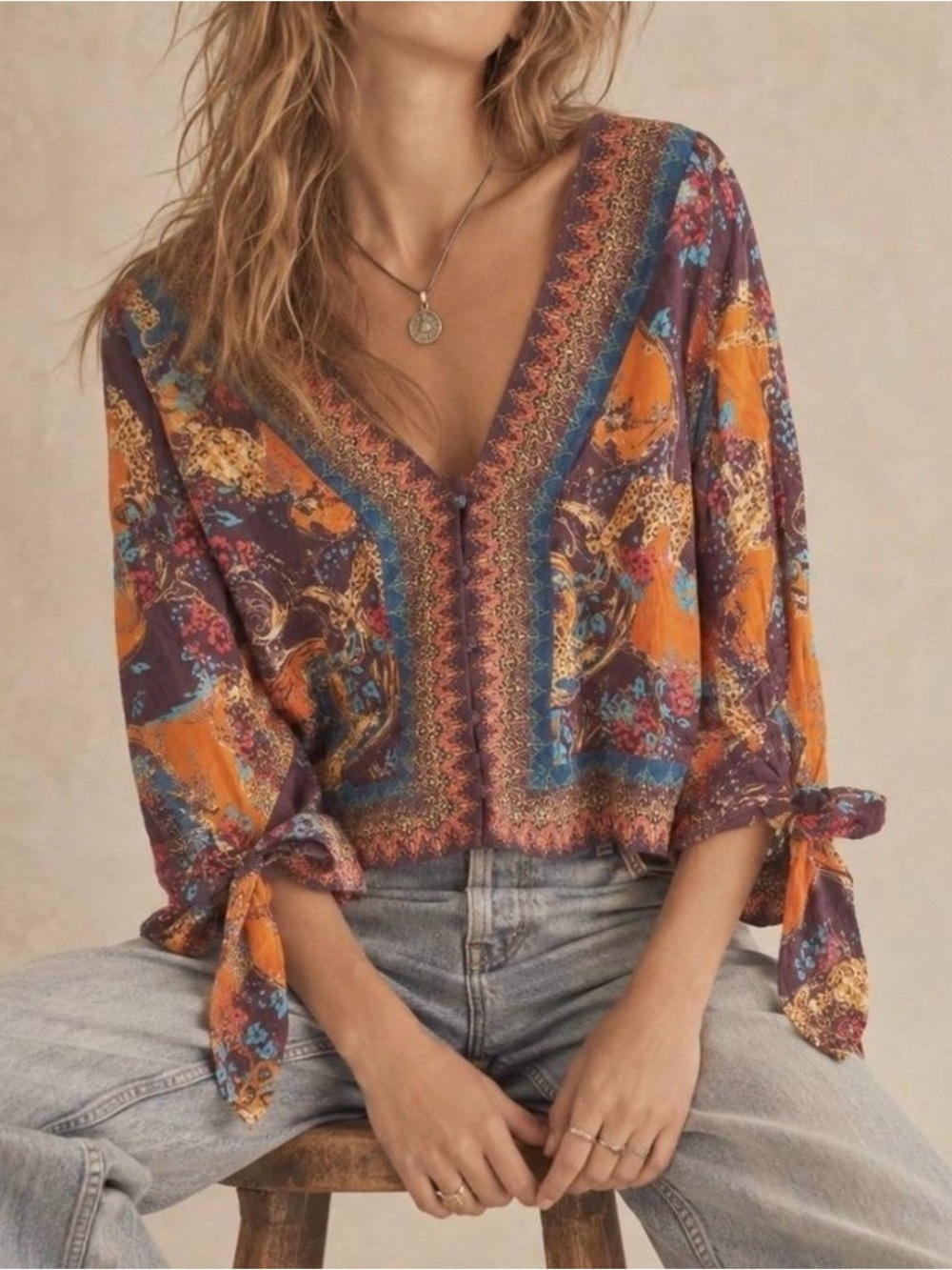 Free People NWOT Blouse Cropped Boho L
Peasant Romantic Hippie Festival Fall